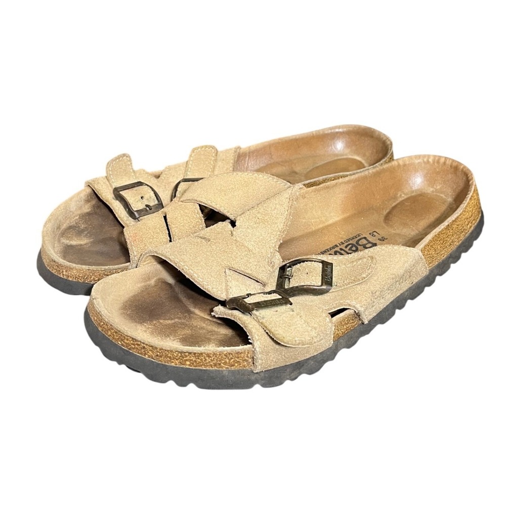 Betula Sandals Womens 39 US 8 Tan Suede Double Buckle Shoes Birkenstock